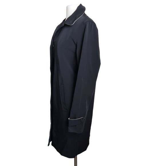 Jones New York Womens Long Black Coat Size M Single Breasted Lightweight Overcoa - Picture 4 of 16